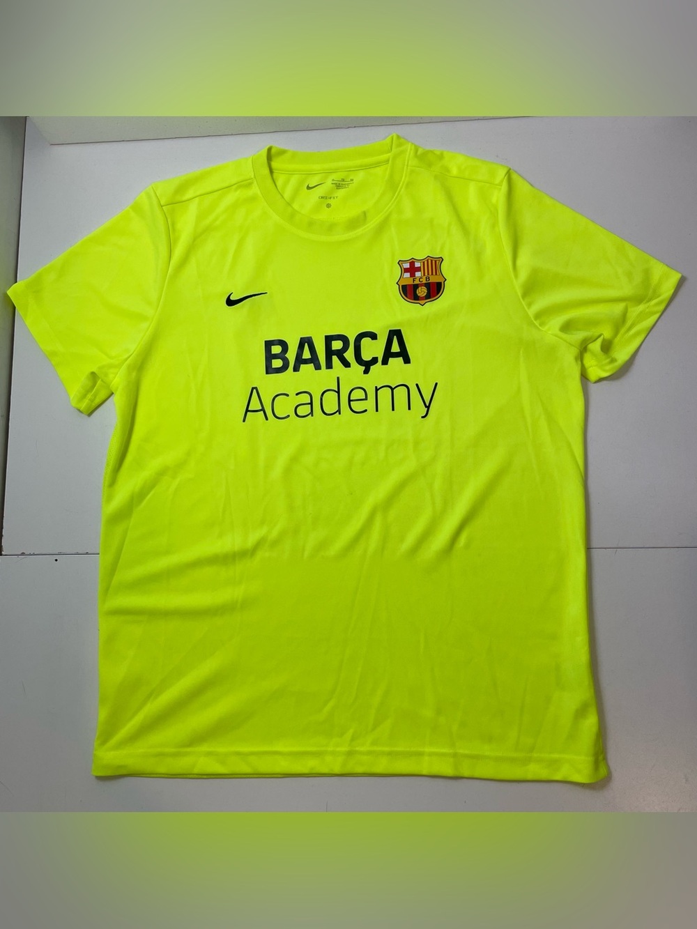 Barcelona FCB Soccer Jersey Mens size XL Barca Academy Nike Dri-Fit Neon Yellow